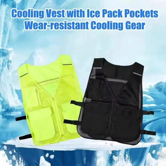 Iced Cooling Vest with 8 Ice Packs. Multifunctional Waterproof Adjustable Outdoor Vest