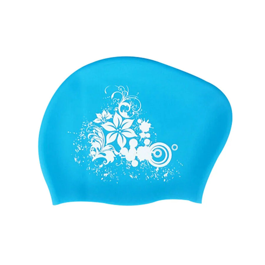 Silicone Fashional Ladies Elastic Swimming Cap Waterproof Ear Hair Protection Swim Hats for Long Hair Women Pool Diving Cap